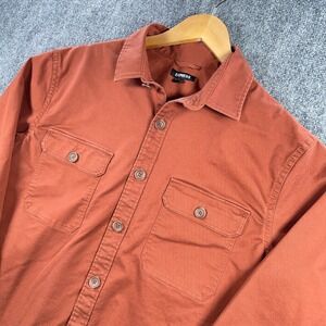 Express Shirt Jacket Mens L Burnt Orange Overshirt Shacket Pocket Outdoor #AB808
